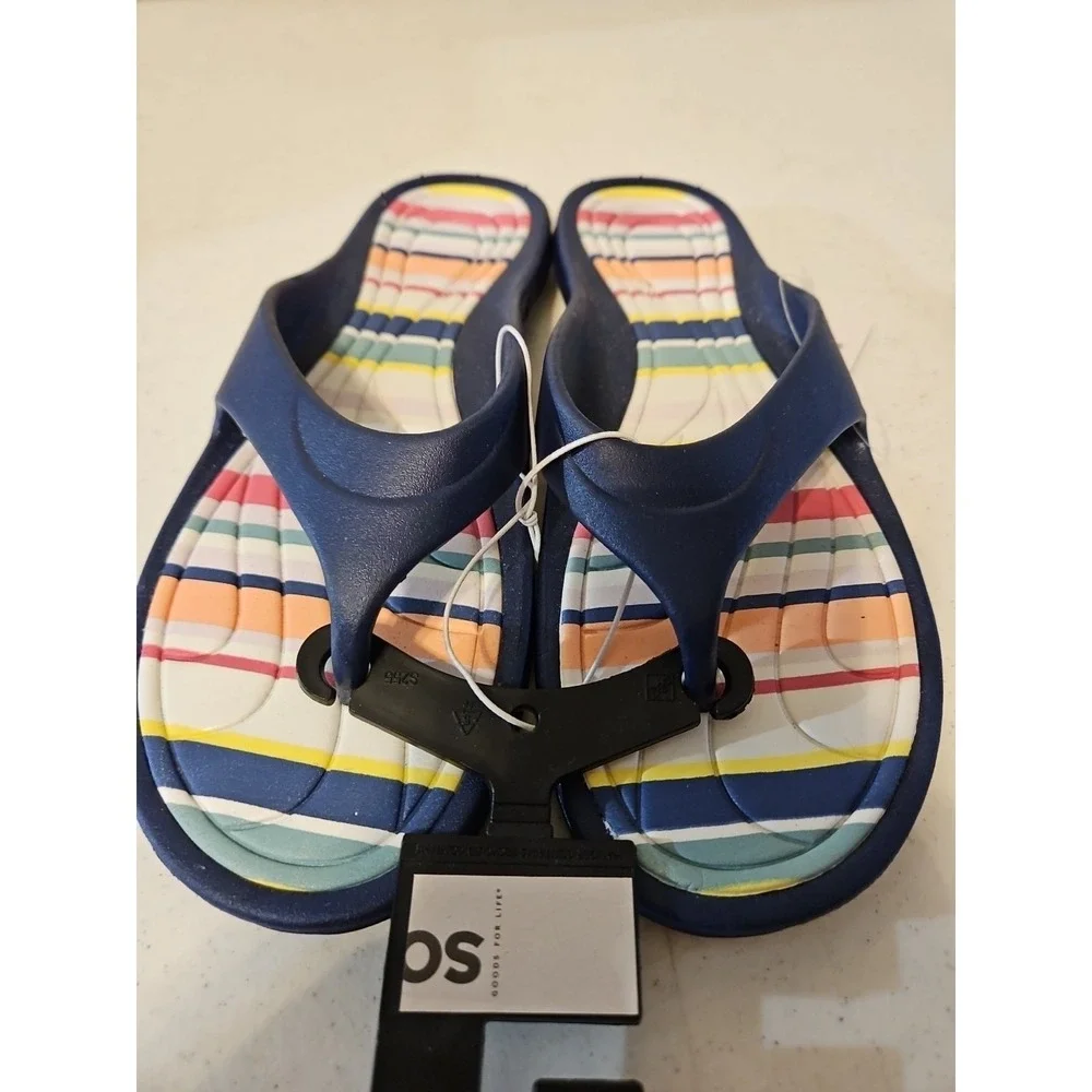 so flip flops Womens Size 10 Aardvarknavy Blue Slip On Sandals Colorful NWT S145